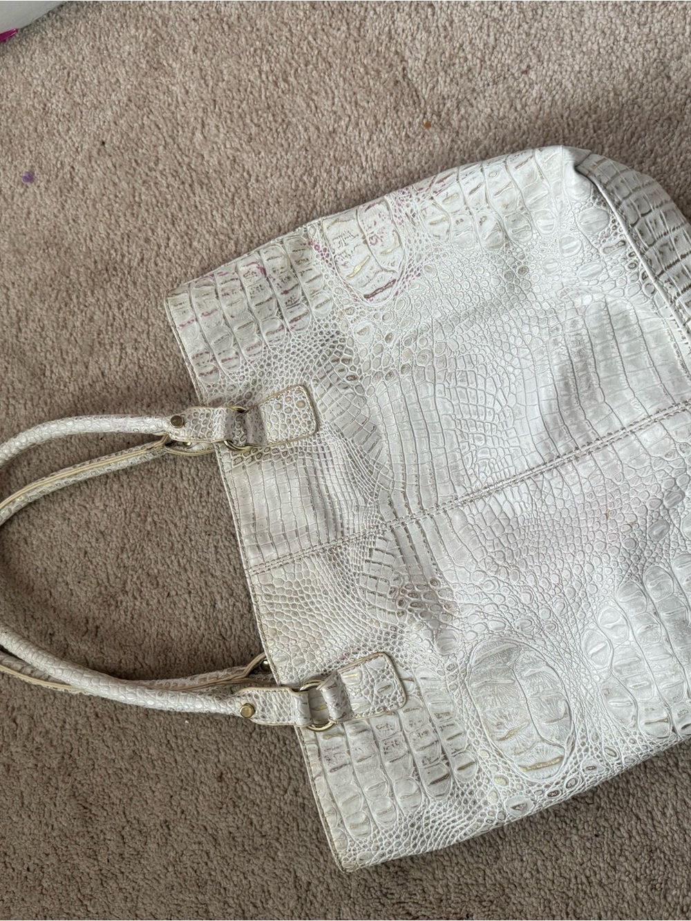 White Tote Bag with Gold Accents - Picture 3 of 3